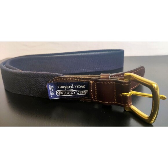 Vineyard Vines Kentucky Derby Canvas and Leather Tipped Men's belt Size 36 - Picture 16 of 16